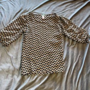 Downeast Beautiful 3/4 Sleeve Sheer Blouse w/Elephants